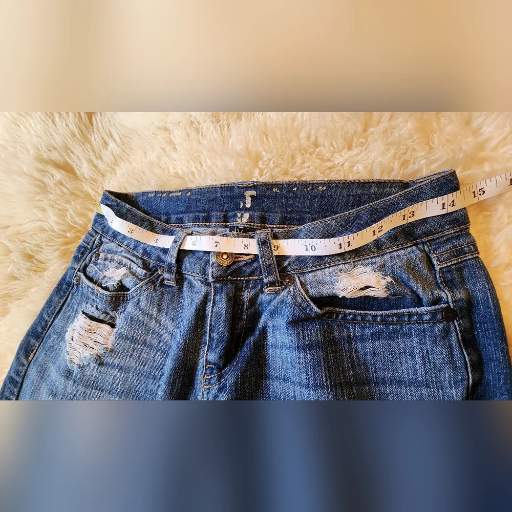 Aztec Boho Hippie Southwest Patchwork Cropped Jeans - Picture 5 of 8